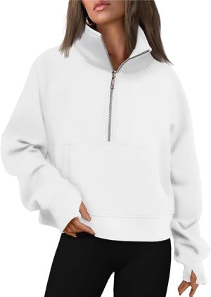 Hoodies & Sweatshirts |  Womens Scuba Oversized Funnel-Neck Half Zip