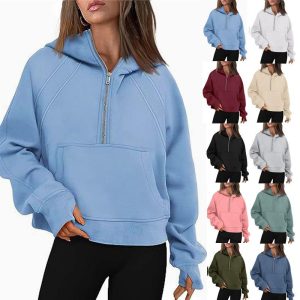 Hoodies & Sweatshirts |  Womens Scuba Oversized Half-Zip Hoodie