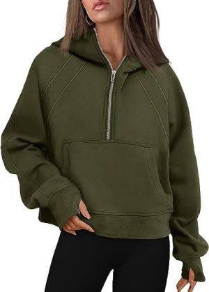 Hoodies & Sweatshirts |  Womens Scuba Oversized Half-Zip Hoodie