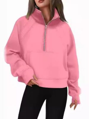 Hoodies & Sweatshirts |  Womens Scuba Oversized Quilted Half Zip